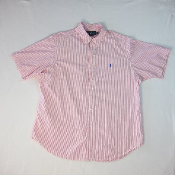 Ralph Lauren Other - Ralph Lauren Classic Fit Men's Shirt Pink White Seersucker 100%Cotton Size XL